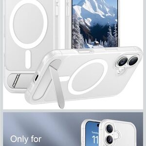 iPhone 17 Case Built-in Invisible Kickstand Slim Translucent  6.3” Clear Matte